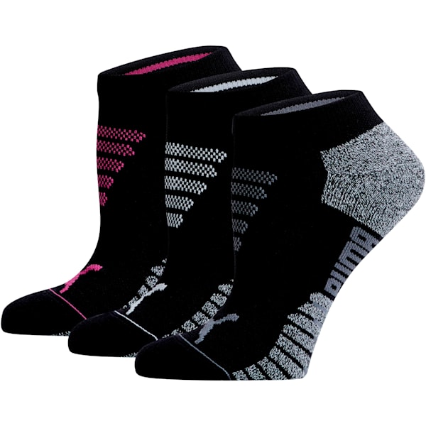 Women's 1/2 Terry Low Cut Socks [3 Pack], BLACK / PURPLE, extralarge